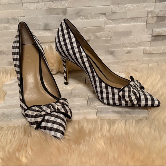 Ann Taylor Shoes - Ann Taylor NEW Black and White Gingham Pointed-Toe Bow Pumps